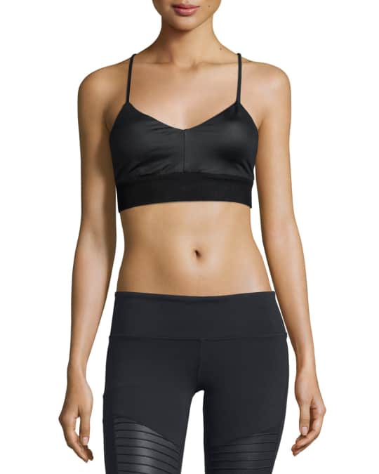 Alo Yoga womens Lavish sports bras, Black Glossy/Black, X-Small US