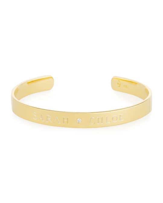Sarah Chloe 6mm Ciela Duo Name Cuff Bracelet with Diamond | Neiman Marcus