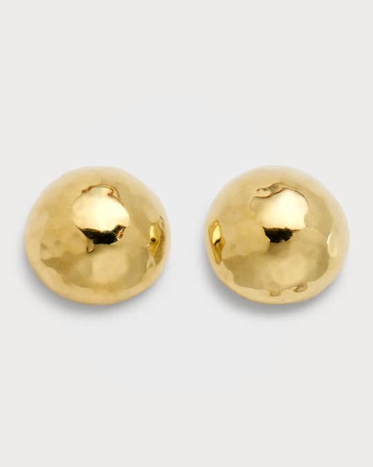 Small Hammered Pinball Stud Earrings in 18K Gold