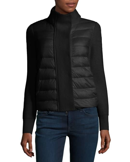 Moncler Maglione Quilted/Tricot Cardigan Jacket | Neiman Marcus