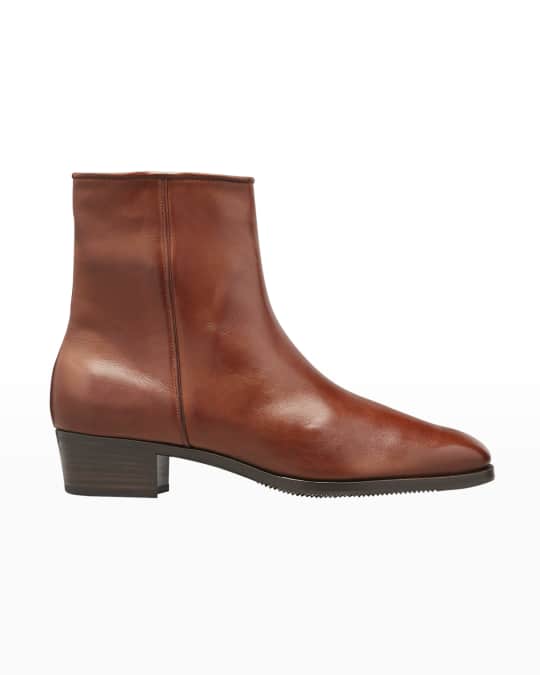 Gravati Low Heel Leather Zip Ankle Boot Neiman Marcus