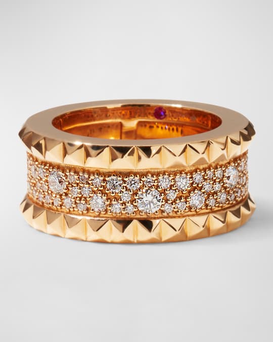 ROBERTO COIN ROCK DIAMONDS Slim 18K Rose Gold Ring Size 6.5
