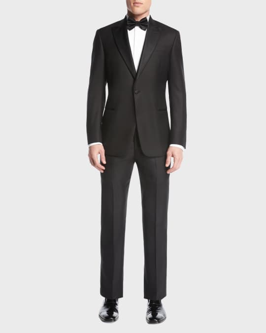 Giorgio Armani Black Peak Satin Tux | Neiman Marcus