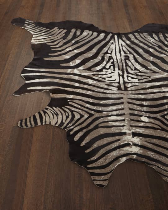 Nourison Crisp ZebraPrint Hairhide Rug, 5' x 7' Neiman Marcus