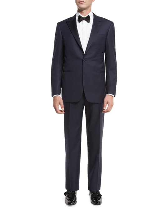 Canali Super 150s Wool Tuxedo Suit, Navy | Neiman Marcus