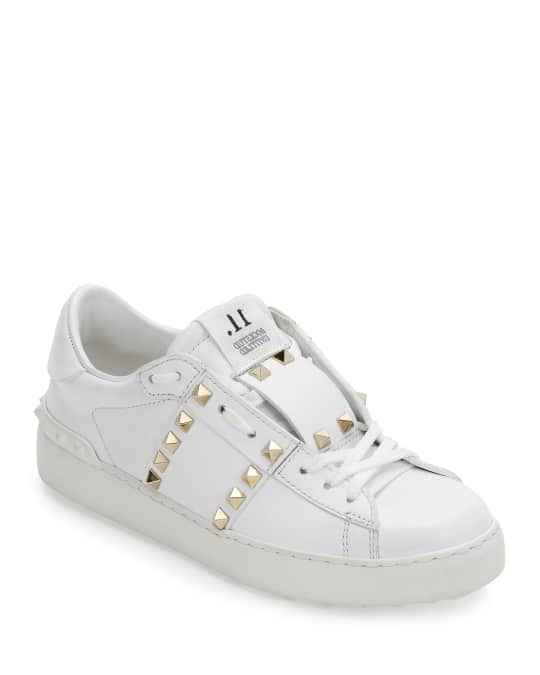 Valentino Garavani Rockstud Untitled Leather Sneakers, White | Neiman ...