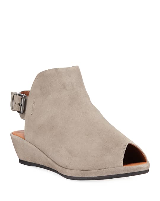 Gentle Souls Lyla Suede Peep Toe Wedge Sandals Neiman Marcus