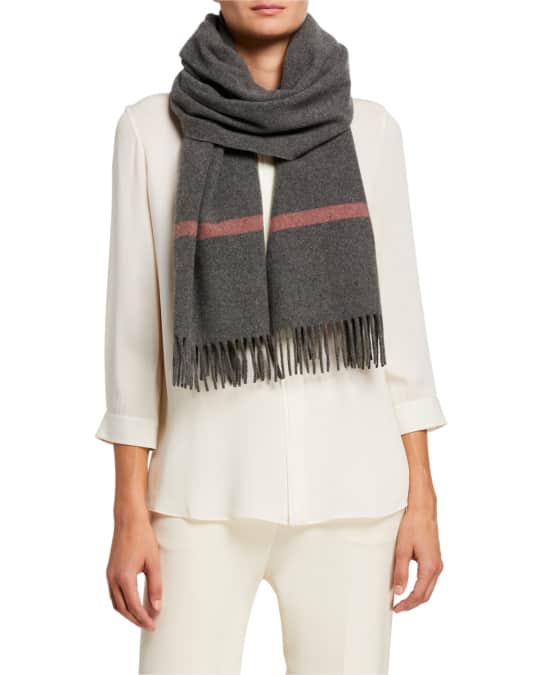 スカーフ Loro Piana Light Grey Cashmere Scarf Loro Piana - Gray Grande Pinstripe Wool & Cashmere Scarf