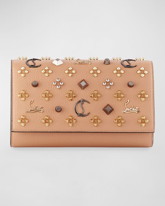 Paloma Embellished Leather Clutch in Neutrals - Christian