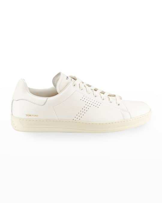 TOM FORD Men's Warwick Grained Leather Low-Top Sneakers, White | Neiman ...