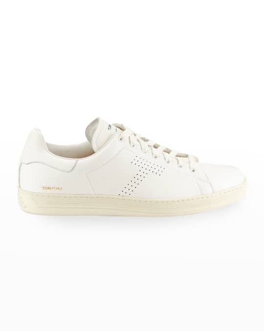 TOM FORD Men s Warwick Grained Leather Low Top Sneakers White
