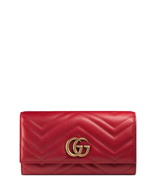 Gucci GG Marmont Medium Quilted Flap Wallet Beige Neiman Marcus