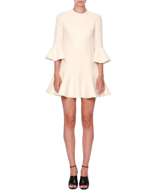 Valentino Flared-Trim 3/4-Sleeve Dress | Neiman Marcus