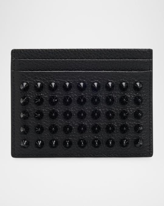 Christian Louboutin Men's Kios Spiked Leather Card Case | Neiman