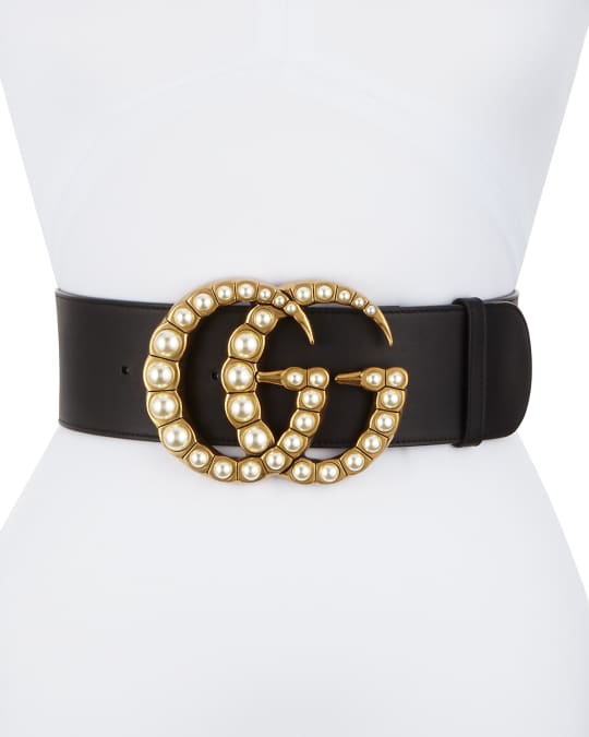 Wide gucci belt with pearls sale