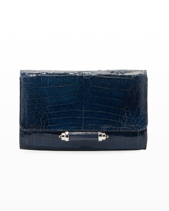 Judith Leiber Couture Sloane Mini Metallic Crocodile Evening Clutch Bag ...