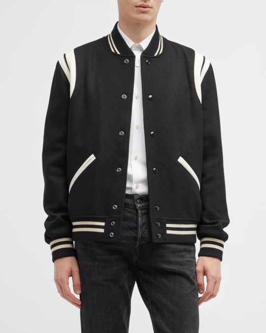 Saint Laurent Teddy Wool-Blend Bomber Jacket | Neiman Marcus