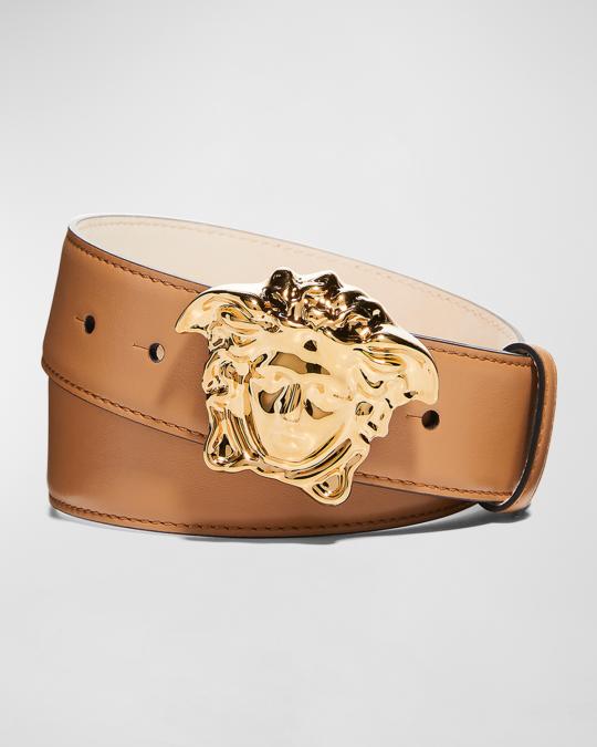 Versace Leather Medusa-Buckle Belt | Neiman Marcus display picture 3