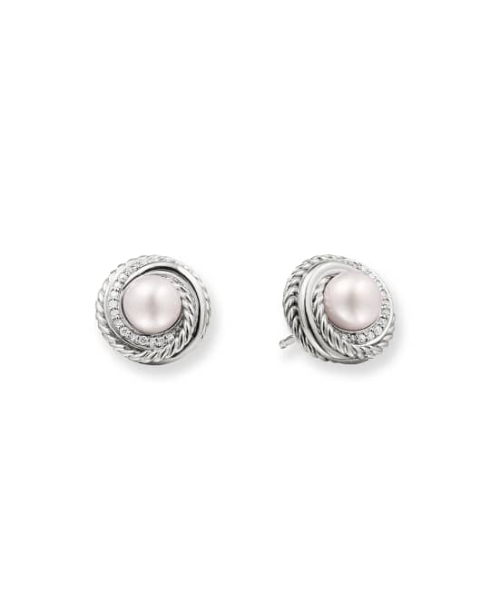 David Yurman Pearl Crossover Earrings with Diamonds | Neiman Marcus