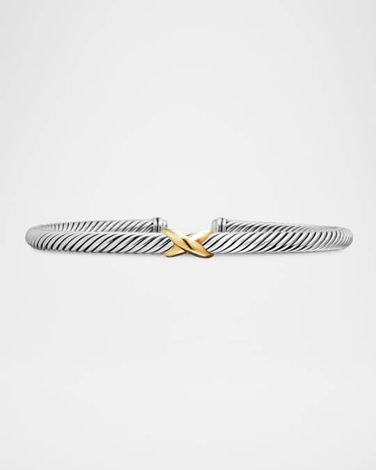 Cable Station Bracelet in Silver with 18K Gold, 4mm