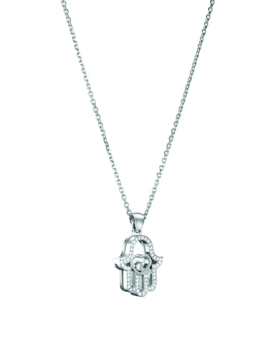 18k White Gold Diamond Hamsa Pendant Necklace