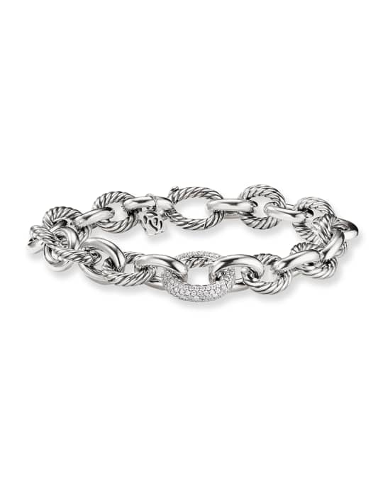 Oval Large Link Bracelet with Diamonds