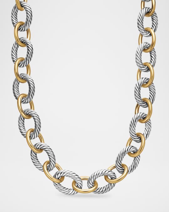 David Yurman XL Sterling Silver & 18K Gold Link Necklace, 18.5
