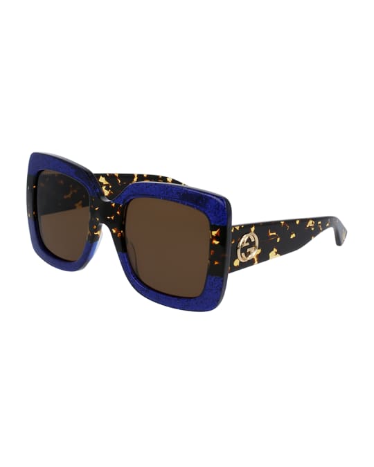 Glittered Gradient Oversized Square Sunglasses