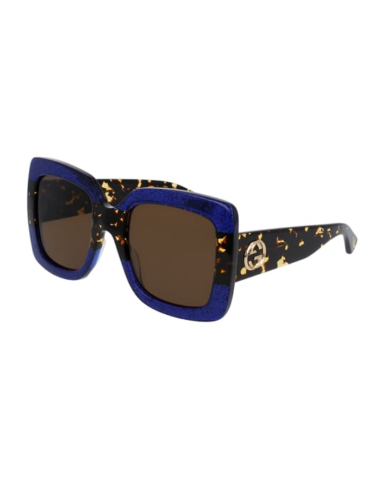 Gucci Glittered Gradient Oversized Square Sunglasses Neiman Marcus