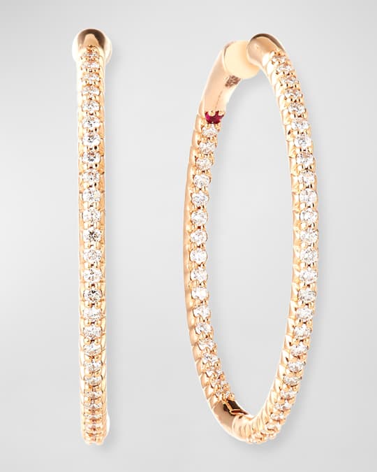 Roberto Coin 30mm Micro Pave Diamond Hoop Earrings in 18K Yellow Gold ...