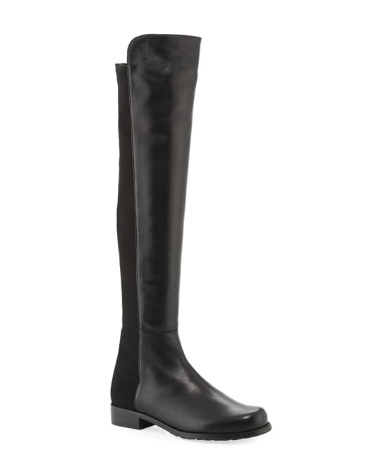 50 50 Leather Over the Knee Boot Black