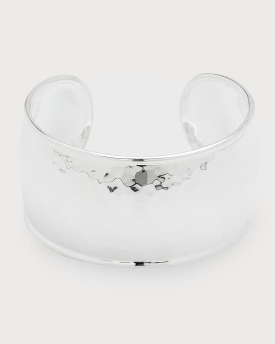 Statement Hammered Cuff Bracelet in Sterling Silver