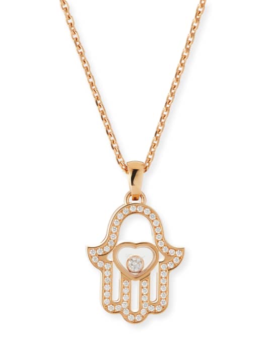 Chopard 18k Rose Gold Diamond Hamsa Pendant Necklace Neiman Marcus