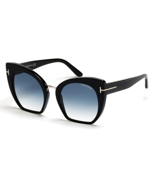 TOM FORD Samantha Cropped Cat-Eye Sunglasses, Turquoise/Black | Neiman ...
