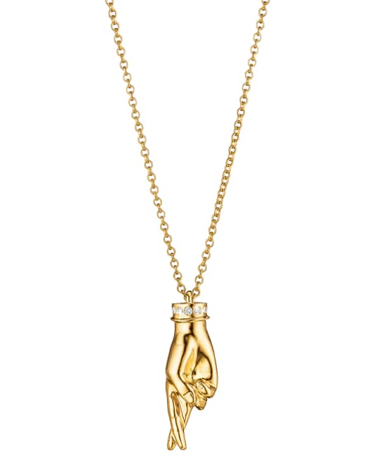 18k Yellow Gold Sign Language R Necklace with Diamonds