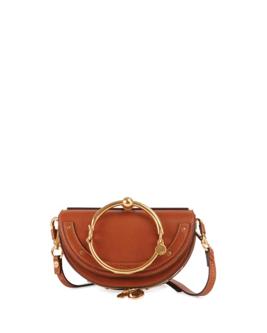 Chloe Nile Minaudiere Small leather Brown Bracelet Bag