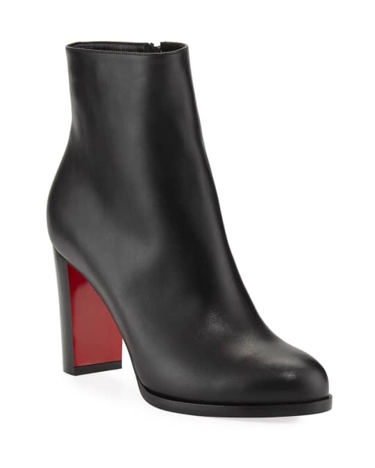 Christian Louboutin Adox Leather Block-Heel Red Sole Boots | Neiman Marcus