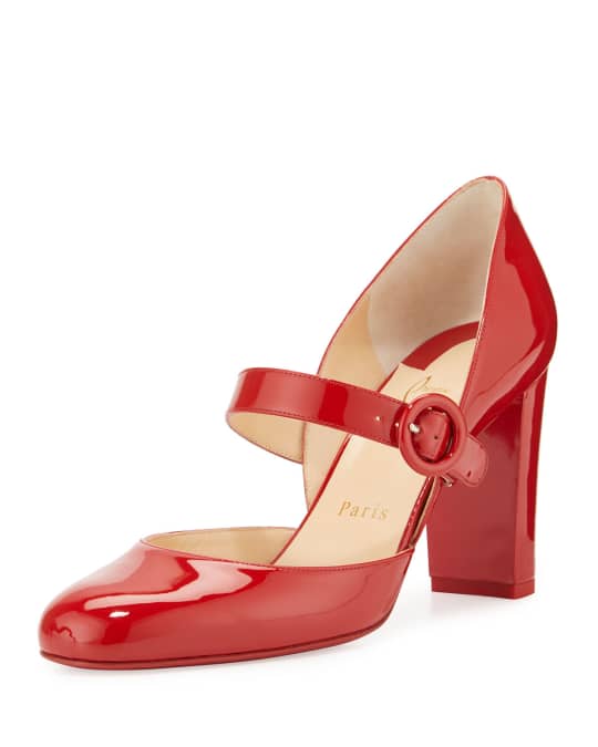 Miss Ka Patent Mary Jane Red Sole Pump