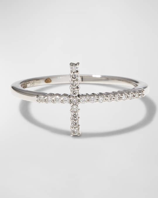 White Gold Diamond Cross Ring