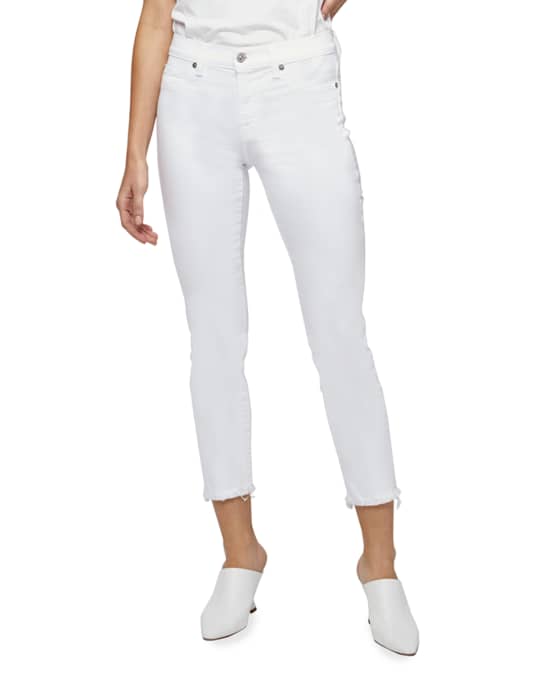 デニム・ジーパン 7 FOR ALL MANKIND 'Easy Slim Ankle' jeans White Luxe Performance Slimmy Clean Pocket In White | 7 For All