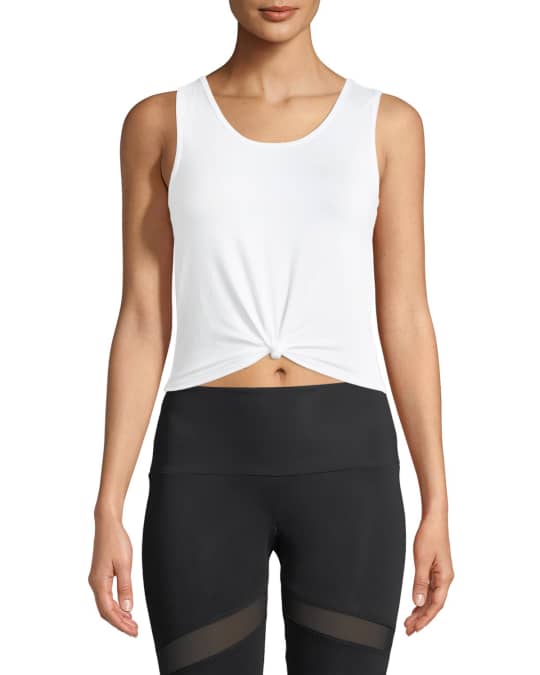 Onzie Knot Cropped One Size Tank Top, White | Neiman Marcus