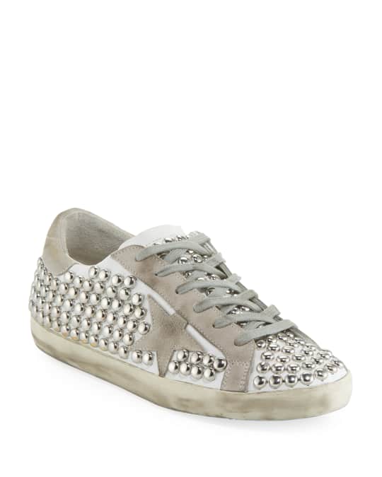 Golden Goose Superstar Old Studded Low-Top Sneakers, White | Neiman Marcus