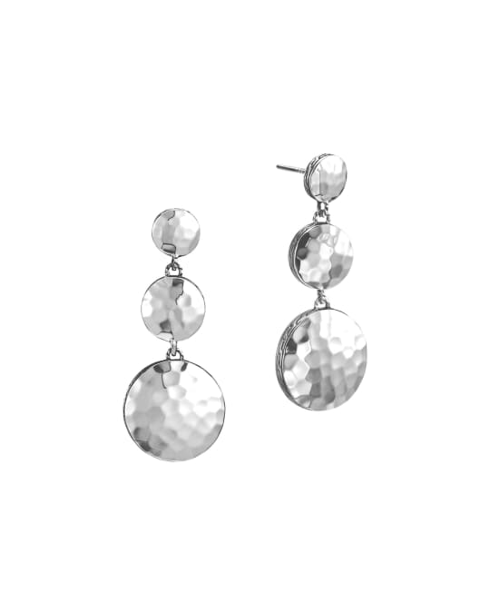 John Hardy Palu Silver Triple Drop Linear Earrings | Neiman Marcus