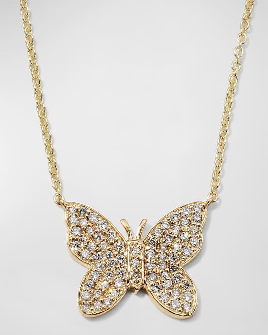 Pave Diamond Butterfly Pendant Necklace