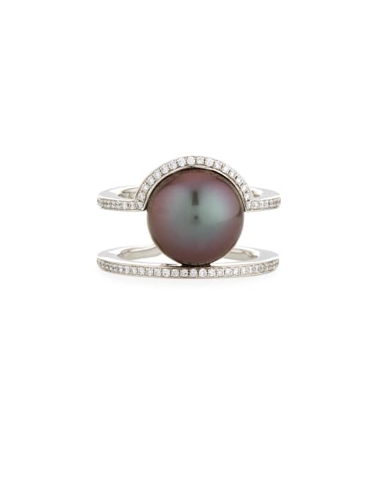 Kobe Sunrise Tahitian Pearl & Diamond Ring, Size 7.5
