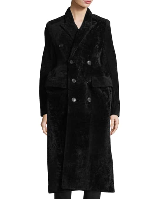 Balenciaga Double-Breasted Shearling Fur Coat | Neiman Marcus