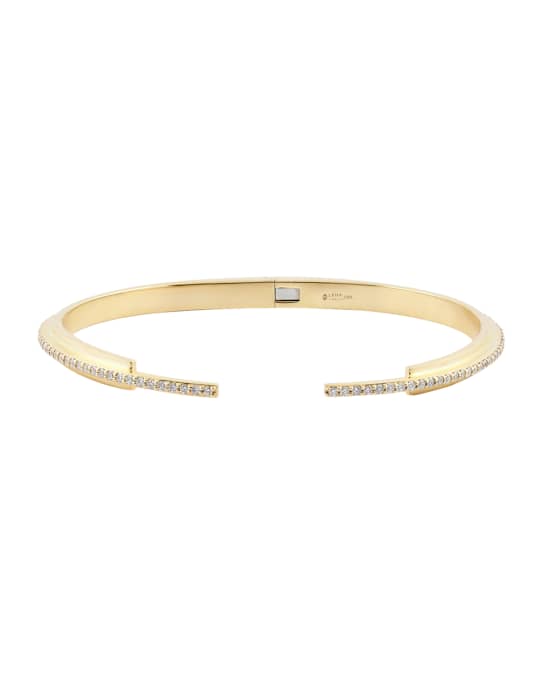 LANA 14k Yellow Gold Stacked Cuff Bracelet w/ Diamond Pave | Neiman Marcus