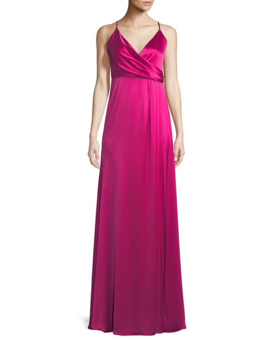 Jill jill stuart faux wrap satin gown discount