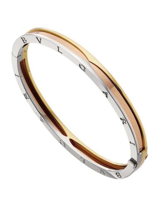 BVLGARI B.Zero1 Tricolor 18k Gold Bangle Bracelet Size M L Neiman Marcus