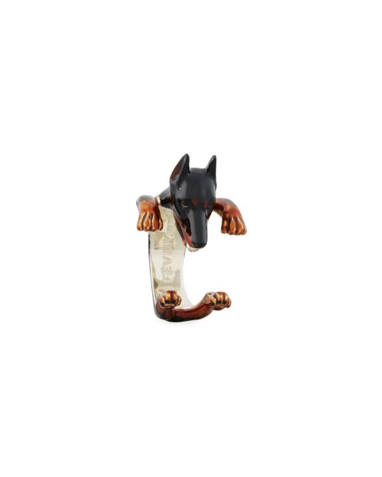 Dog Fever Doberman Pinscher Enameled Dog Hug Ring, Size 7 | Neiman Marcus